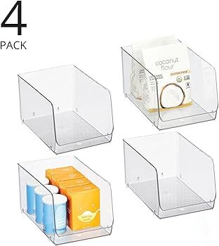 mDesign Stackable Plastic Food Storage Organizer Bin Basket with Open Front for Household Kitchen... | Amazon (US)
