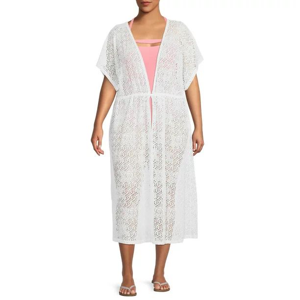 Time and Tru Women's Plus Size Crochet Cover Up Dress | Walmart (US)