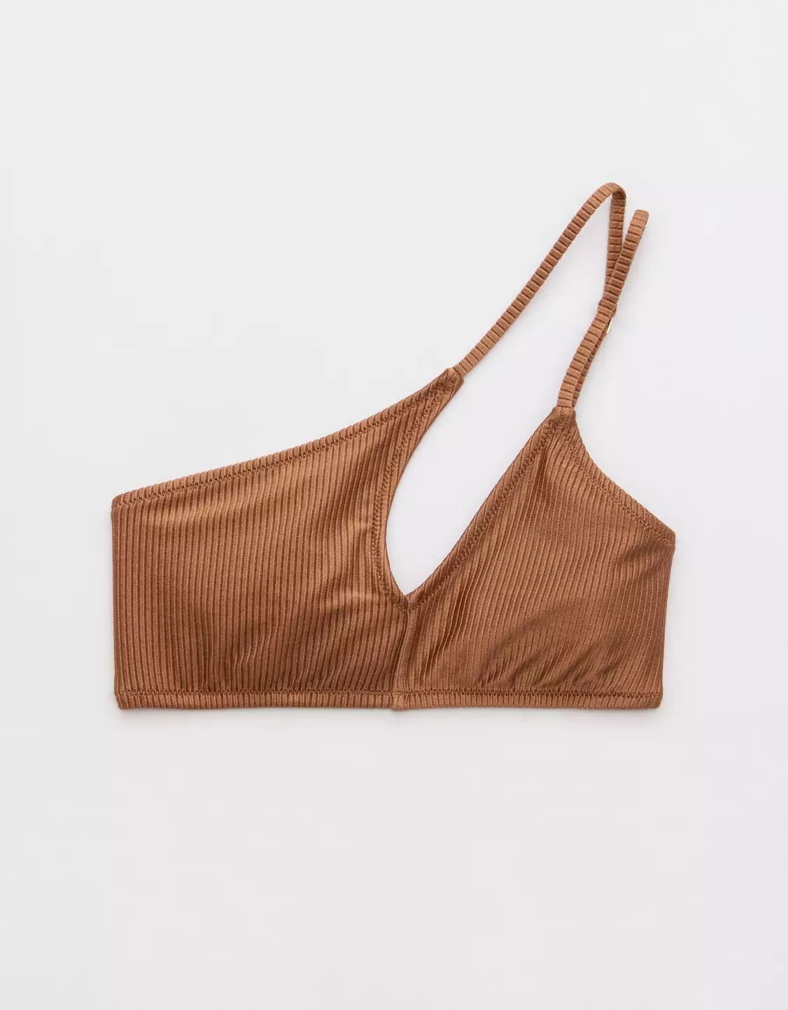 Aerie Shine Rib One Shoulder Bandeau Bikini Top | Aerie