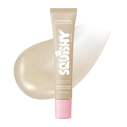 COVERGIRL Clean Fresh Squishy Glaze™ Lip Butter Balm, Flavored, Non-Sticky, with Vitamin E & Shea Butter – 140 Toasted Vanilla (Sheer Beige) | Amazon (US)