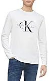 Calvin Klein Men's Long Sleeve Logo T-Shirt, Brilliant White Monogram, X-Large | Amazon (US)
