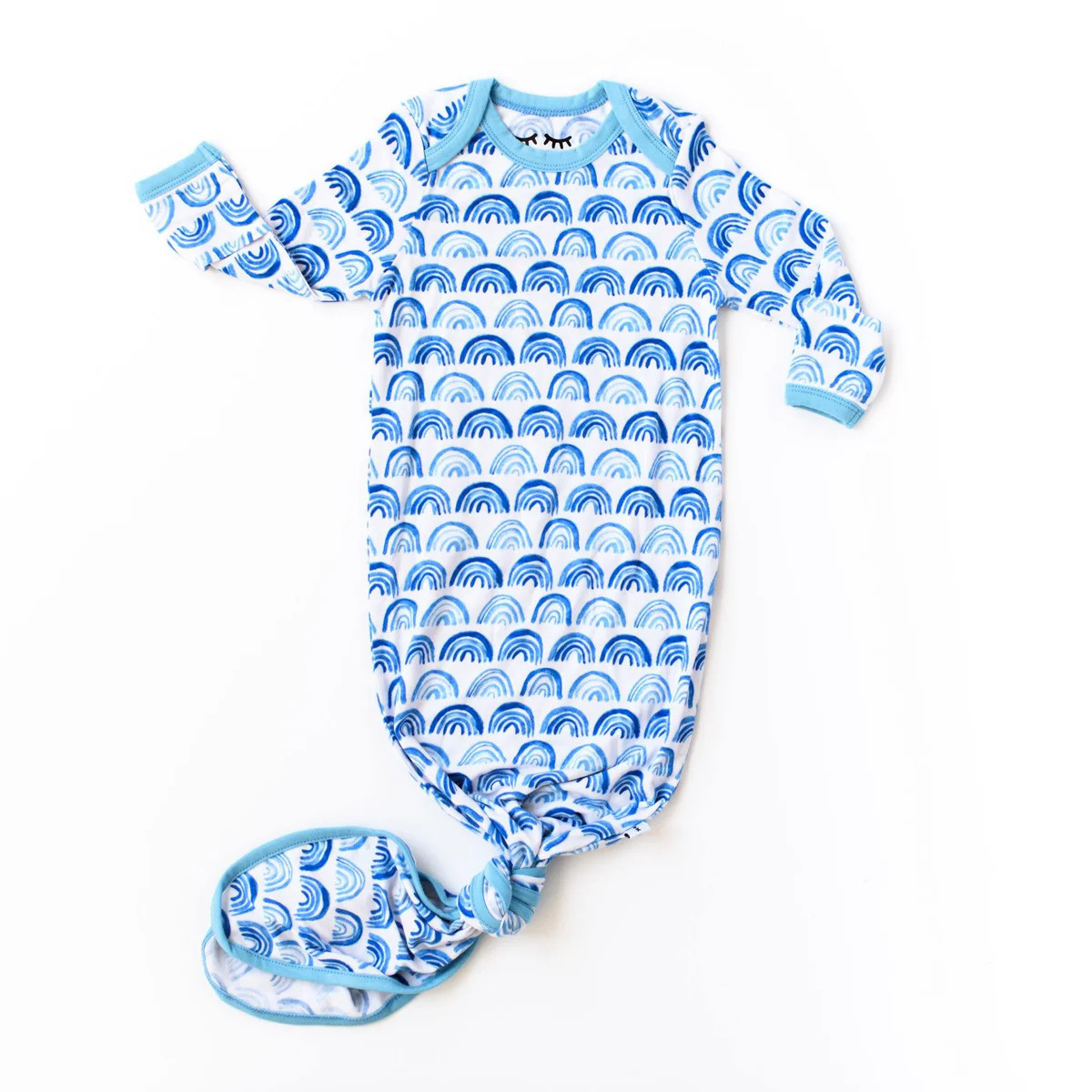 Blue Rainbows Bamboo Viscose Infant Knotted Gown | Little Sleepies
