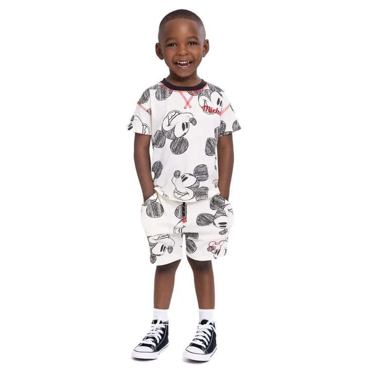 Mickey Mouse Toddler Boys Short Sleeve T-Shirt and Shorts Set, 2-Piece, Sizes 12M-5T | Walmart (US)