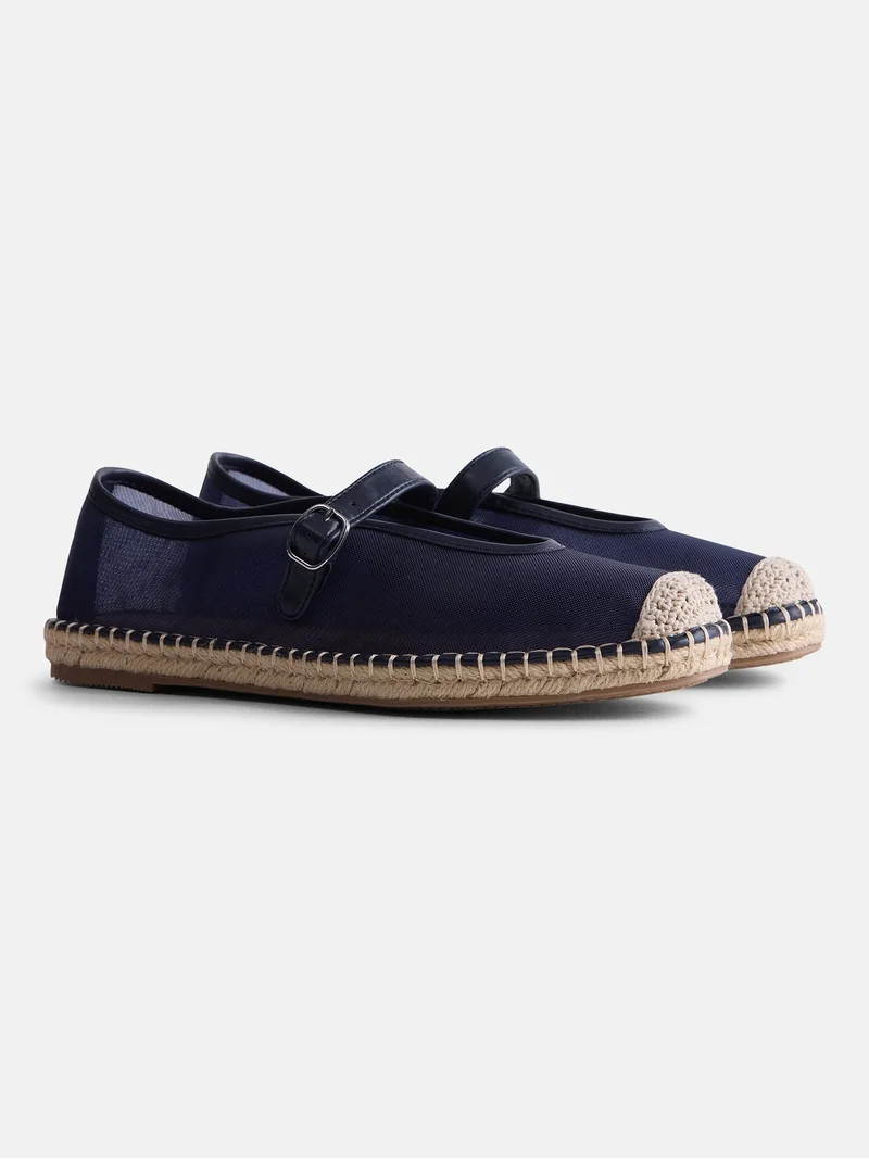 Free Assembly Women's Mesh Mary Jane Espadrilles | Walmart (US)