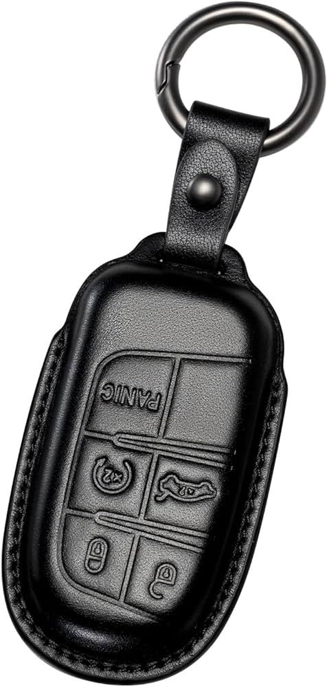 Smyfob Leather Key Fob Cover Compatible with Jeep Dodge Chrysler car Key Case Keychain Holder Acc... | Amazon (US)