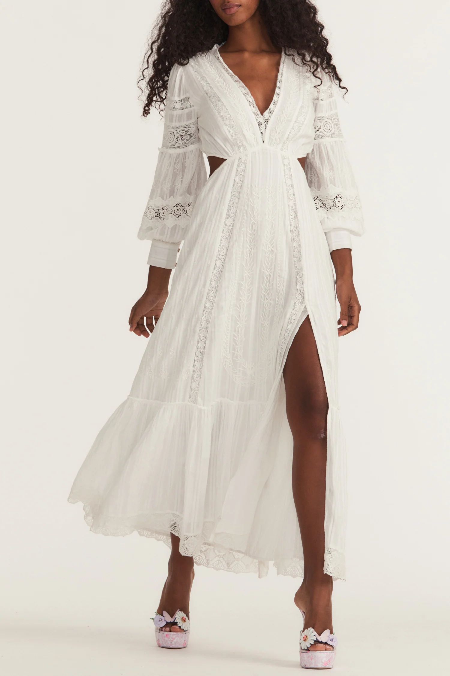 Aneesha Cotton Cutout Midi Dress | LOVESHACKFANCY
