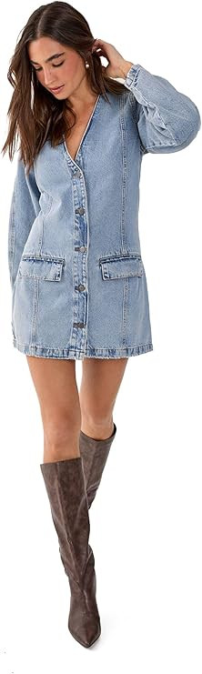 Nasty Gal Denim Button Through Cocoon Sleeve Mini Dress | Amazon (US)
