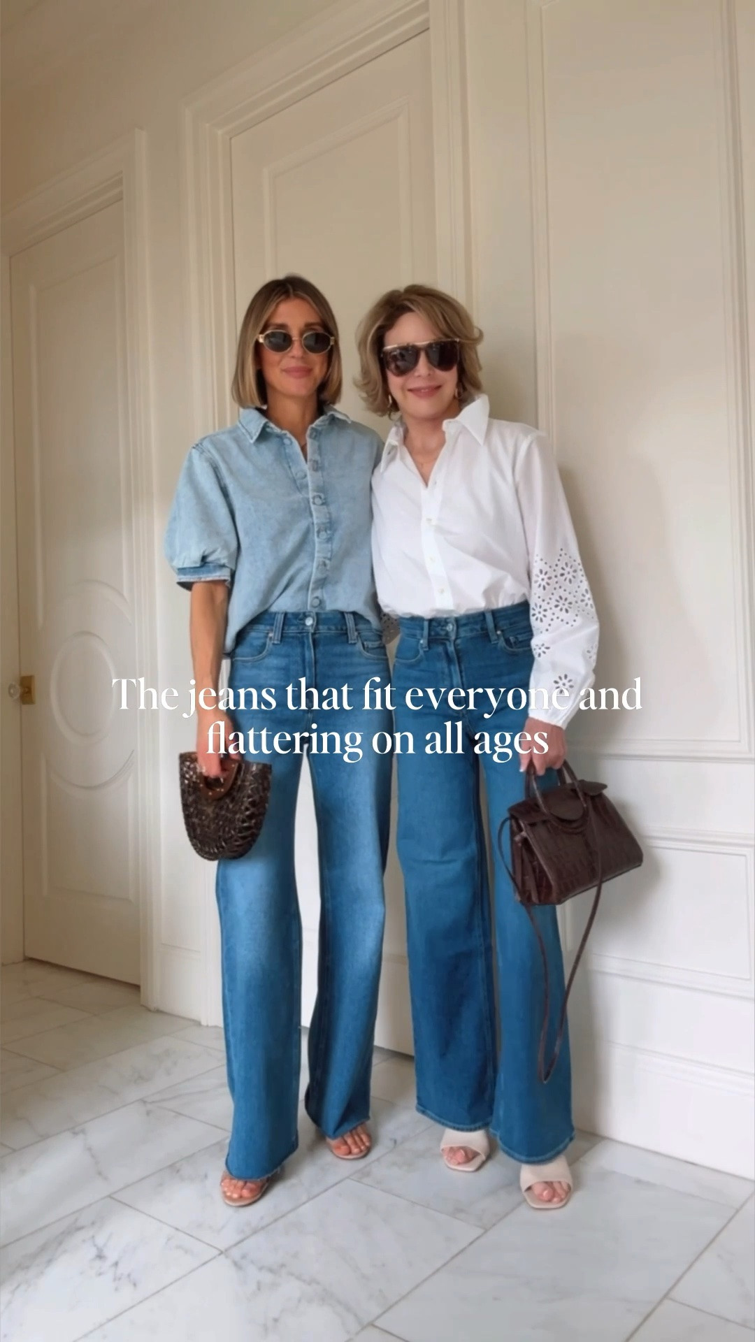 These jeans are SO good. They fit everyone and look good on everyone. Fit tts we are both wearing size 25 - I'm 5'7 and my mom is 5'4