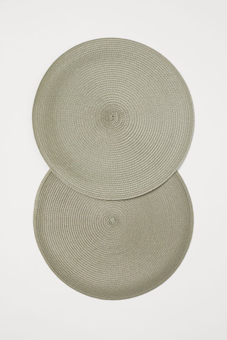H & M - 2-pack Round Placemats - Green | H&M (US + CA)