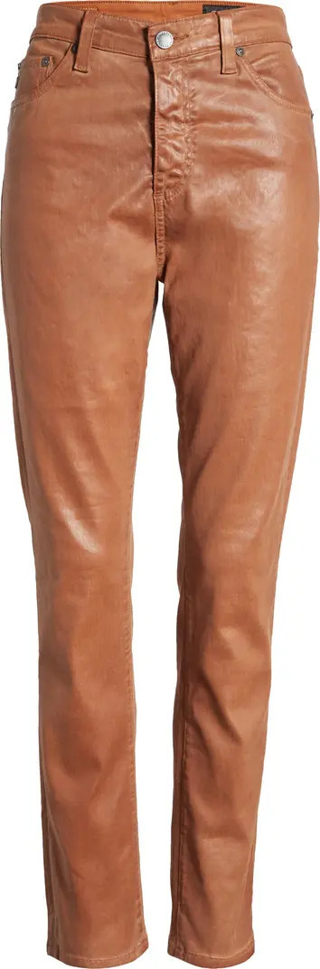 AG Mari Faux Leather Slim Straight Leg Jeans | Brown Leather Pants | Work Pants | Budget Fashion | Nordstrom
