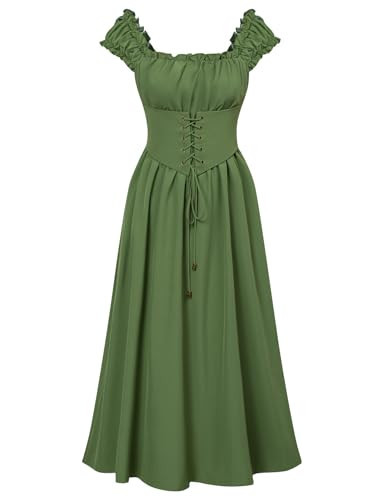 Sleeveless Corset Dress for Women Renaissance Cottagecore Dress Long Fairy Dress Midi Summer Dresses Green M | Amazon (US)