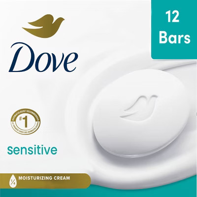 Dove Beauty Sensitive Skin Moisturizing Fragrance-Free Beauty Bar Soap - 12pk/3.75oz each | Target