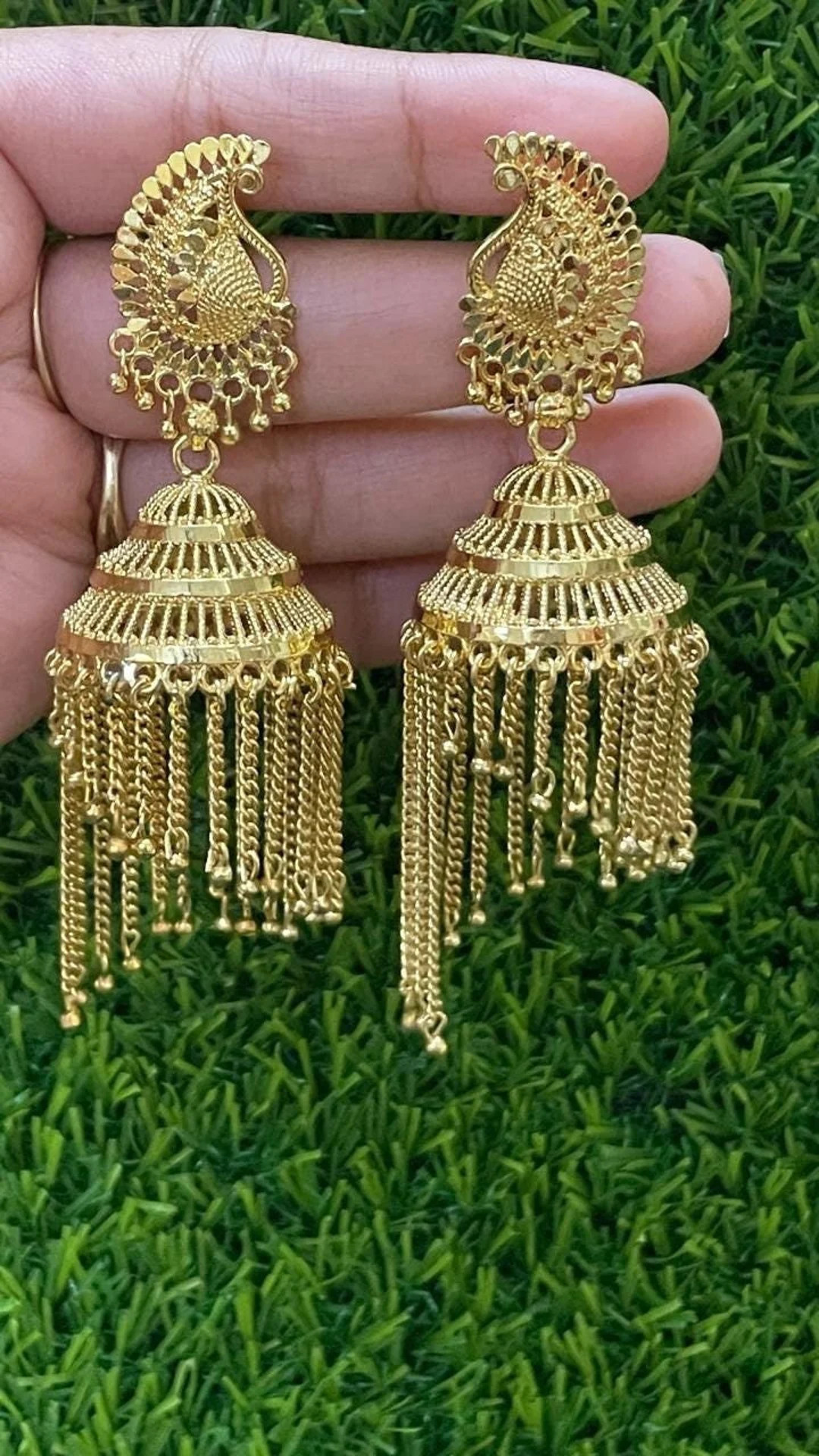 Indian Gold Earrings/light Chandbali /indian Earrings/south Indian Jewelry/temple Earrings/brides... | Etsy (US)