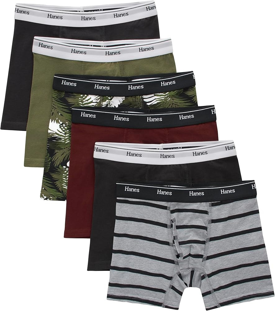 Hanes boys Originals Boxer Briefs, Stretch Cotton Underwear, Assorted, 6-pack | Amazon (US)