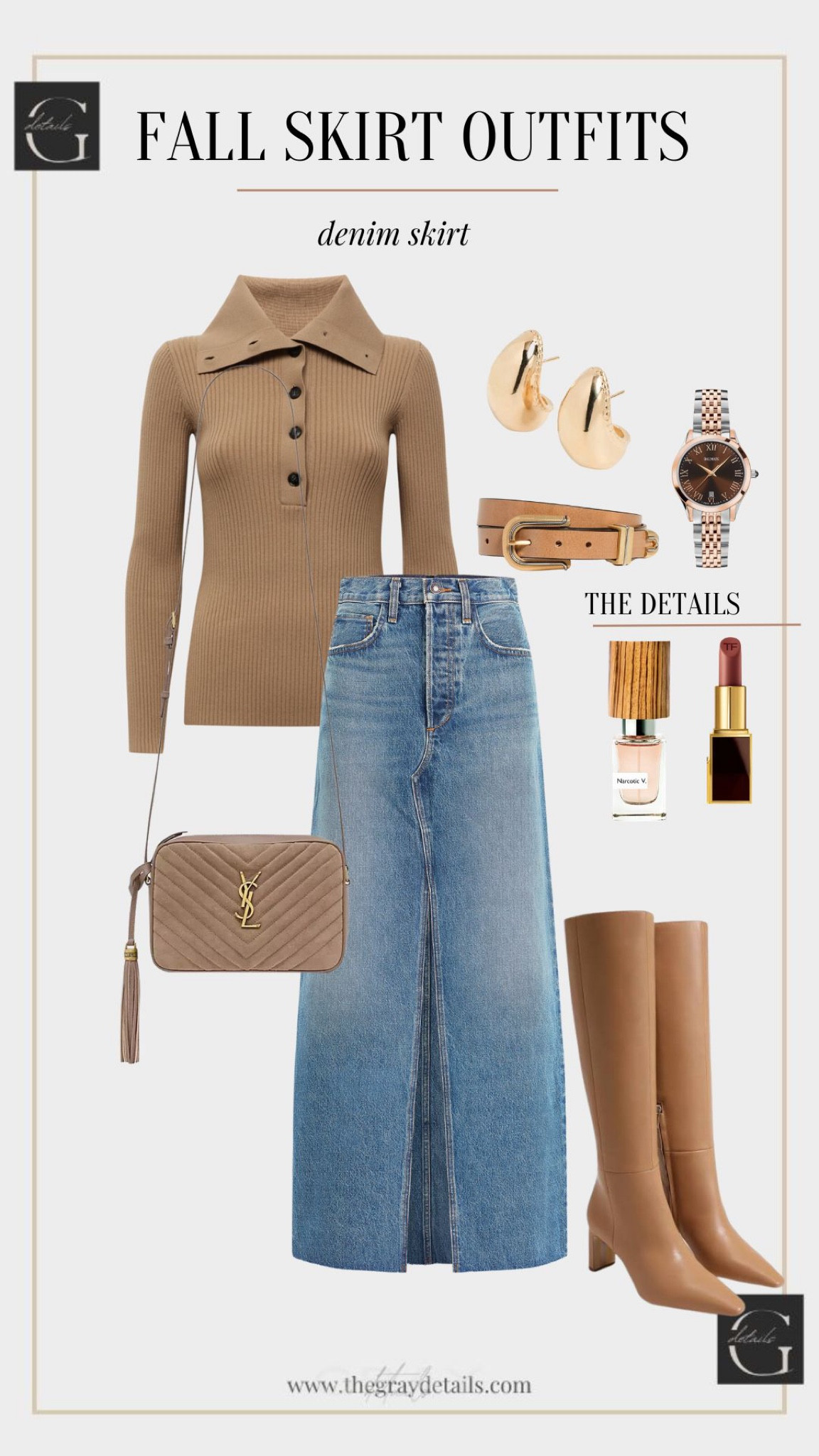 Fall skirt outfit 

Denim skirt
Nordstrom outfit 
Sam Edelman camel boots 
Suede bag
Fall 

#LTKstyletip #LTKshoecrush #LTKover40