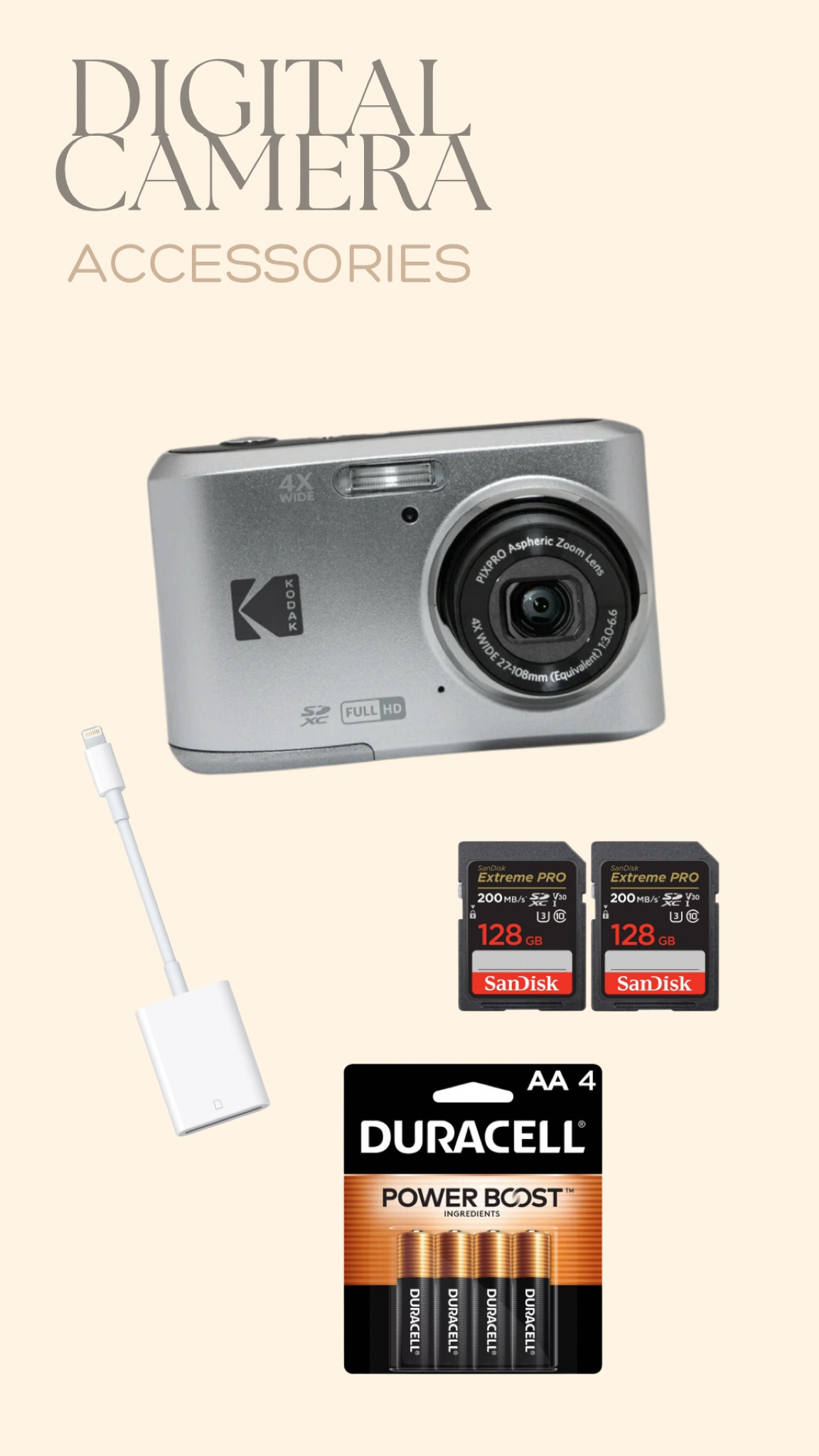 All the beginner must have accessories to use your new Kodak PixPro FZ45 Digital camera!! 

The perfect point & shoot and great for everyday use and beginners! 



#LTKFindsUnder100 #LTKCyberWeek #LTKGiftGuide