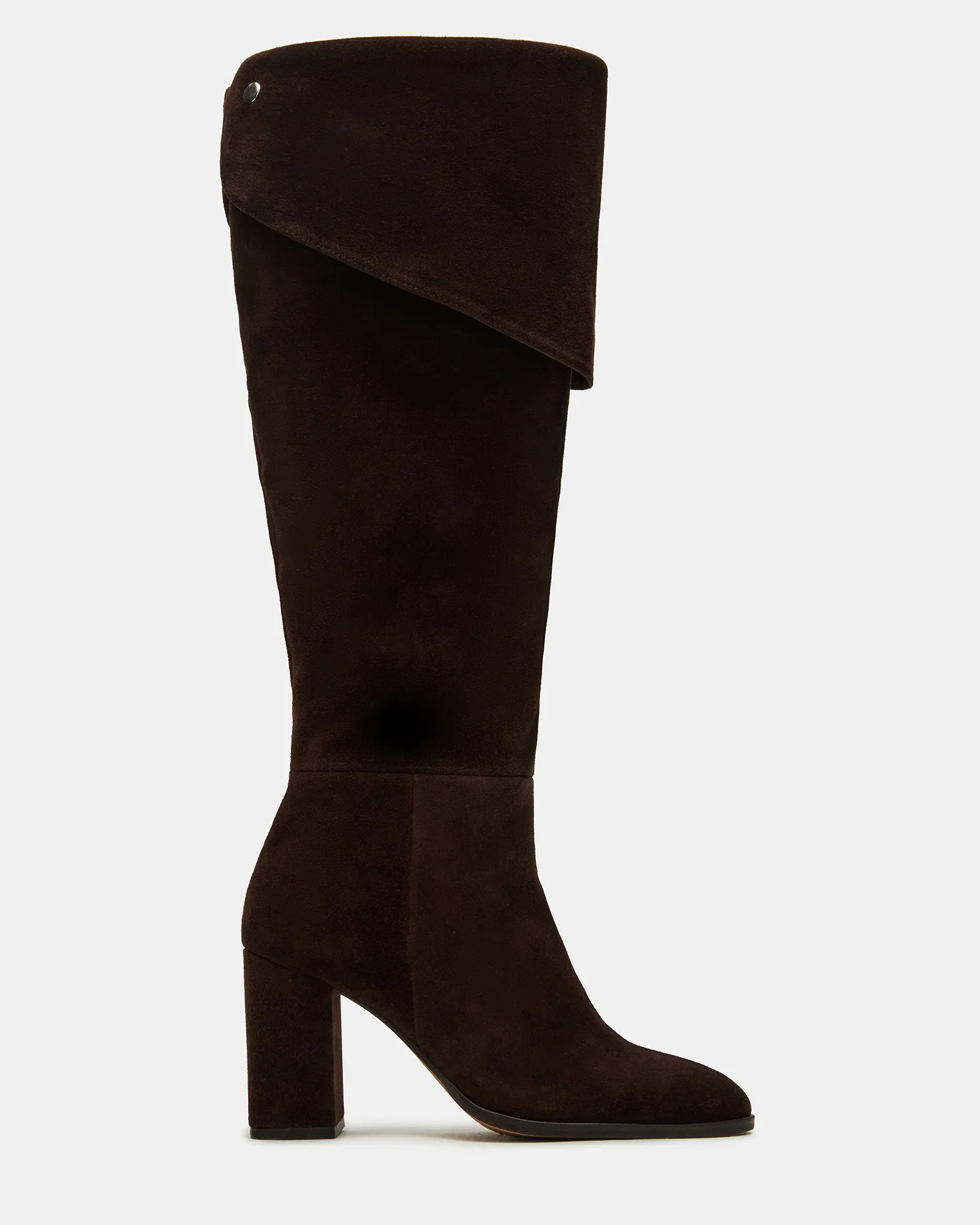 WINSLET Brown Suede Knee-High Block Heel Women's Boot | Steve Madden (US)