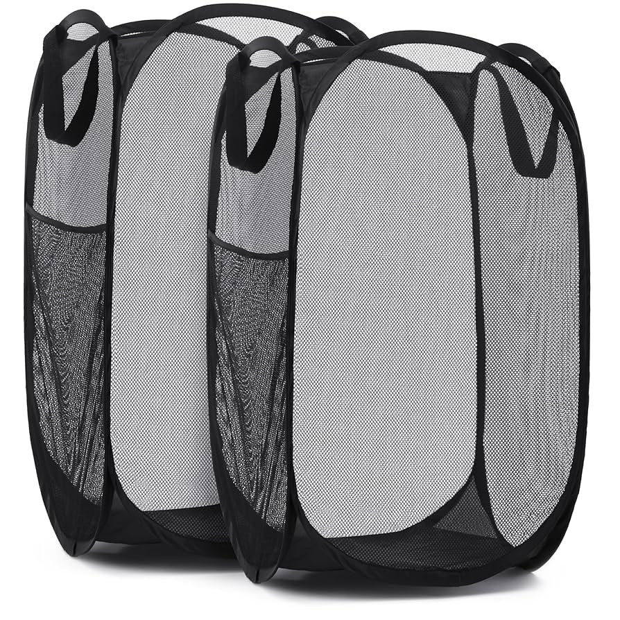 Handy Laundry Collapsible Mesh Pop Up Hamper with Wide Opening and Side Pocket - Breathable, Stur... | Amazon (US)