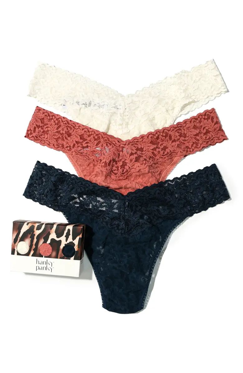Assorted 3-Pack Lace Original Rise Thongs | Nordstrom