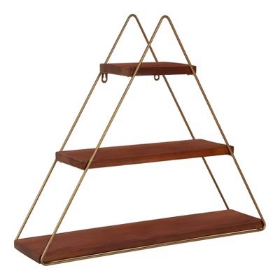 24.2" x 21" Tilde Three-Tier Triangle Wood and Metal Wall Shelf - Kate & Laurel All Things Decor | Target