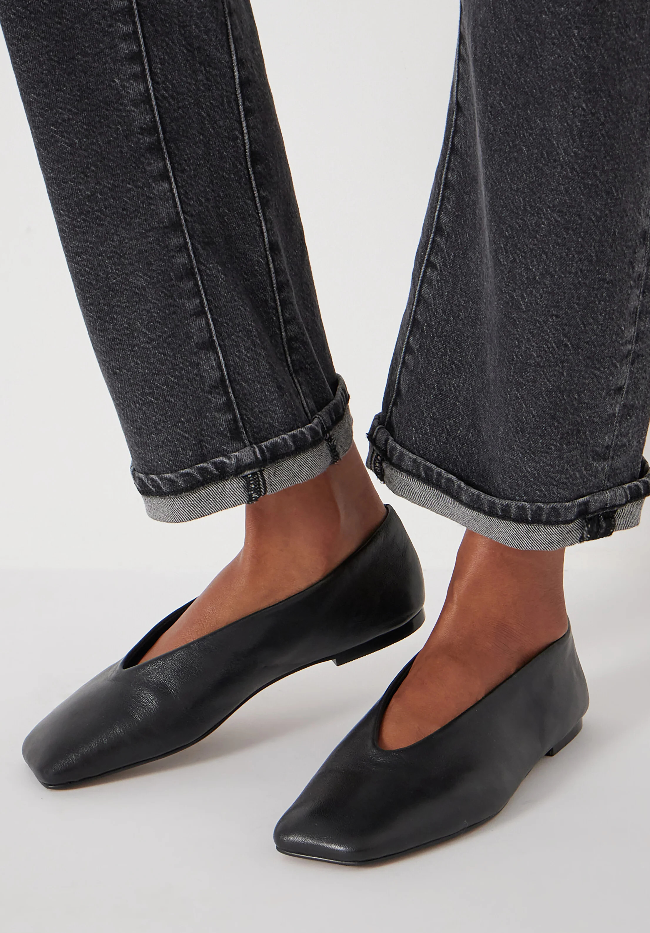 Asymmetric Leather Ballet Flats | Hush UK