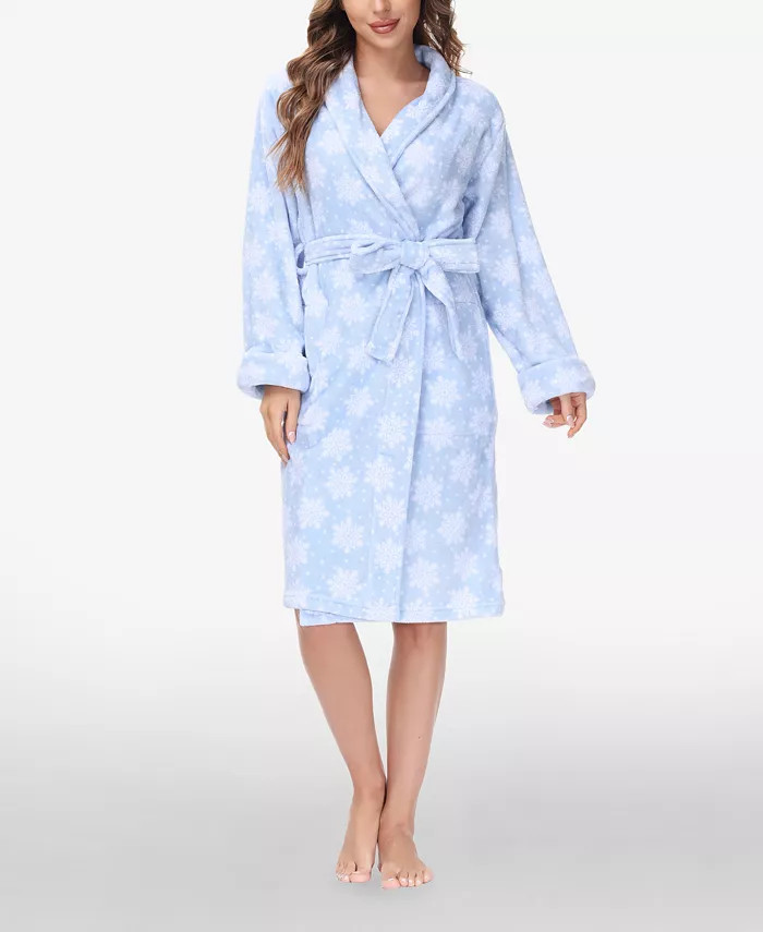 Women's Printed Plush Robe | Macy's