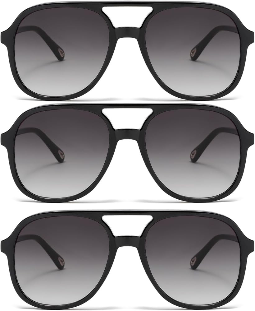 (3 Pack) Retro Aviator Sunglasses for Women Men Classic 70s Vintage Trendy Square Aviators at Ama... | Amazon (US)
