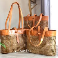 Sale Net Rattan Summer Bag With Leather Strap - Handwoven Bali Fashion,, Straw Tote Bags, Shoulder Bag, Birthday Gift, Gift For Mom | Etsy (US)