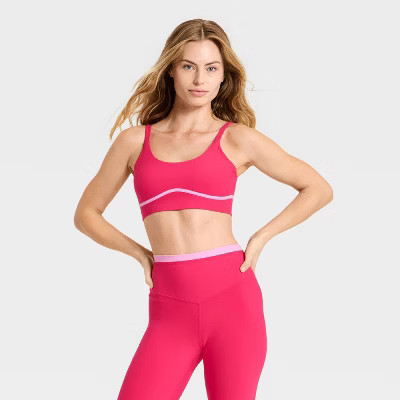 Women's Piped Sports Bra - JoyLab™ Red/Pink XXS | Target