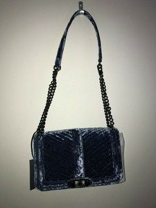 Details about   Rebecca Minkoff Chevron Quilted love crossbody velvet color blue | eBay US