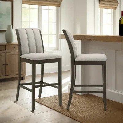 Barrows Counter Height Or Bar Height Rubberwood Barstool With Fabric Seat - Set Of 2 | Wayfair North America