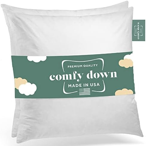 ComfyDown Set of Two20X20 Decorative Throw Pillow Insert, Down and Feathers Fill, 100% Cotton Cov... | Amazon (US)