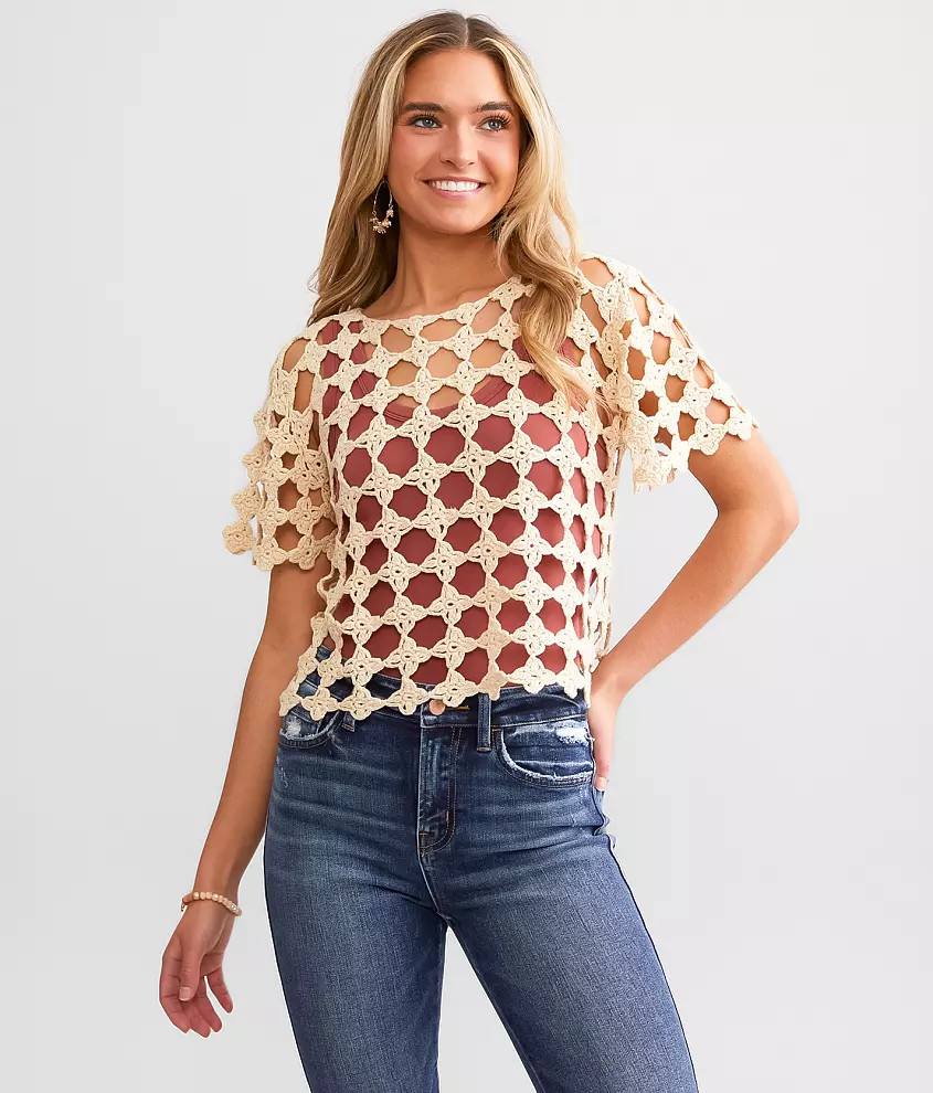 Storia Crochet Cropped Sweater | Buckle