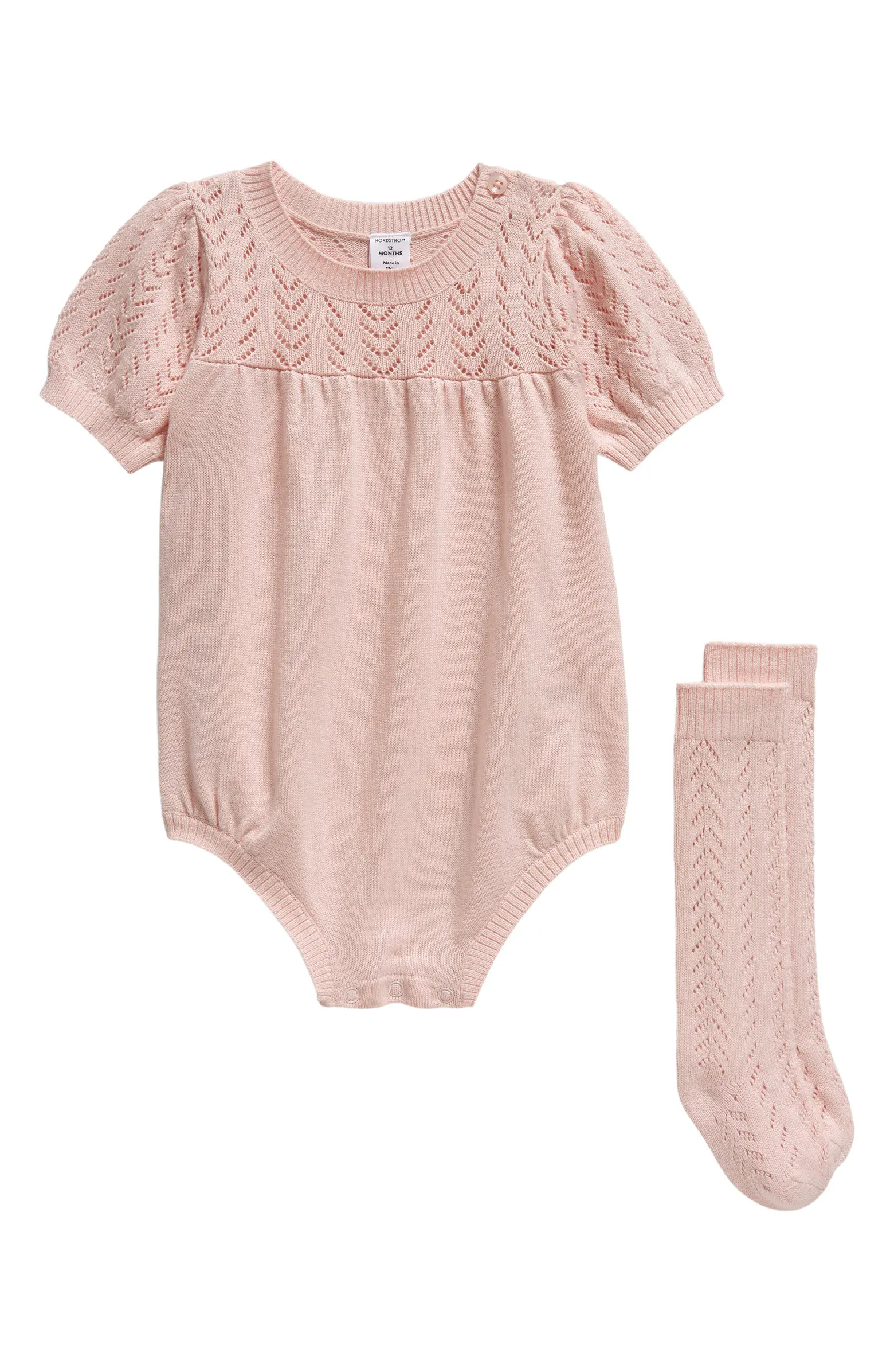 Pointelle Bubble Romper & Socks | Nordstrom