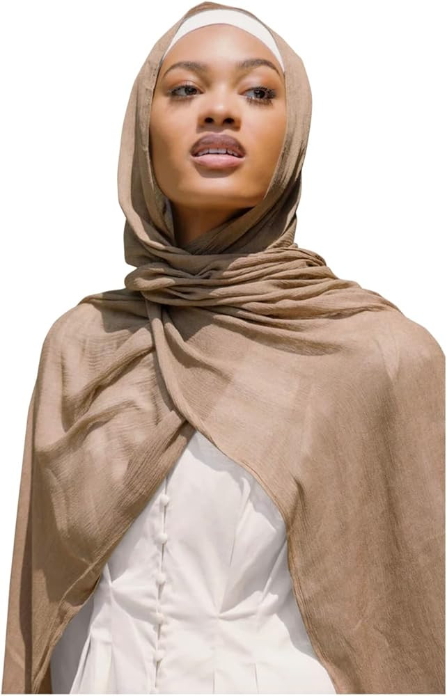 Hijab for Women Hijab Scarf Muslim Rayon Crinkle Hijab with Fringe Edge | Amazon (US)