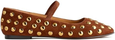 Mary Jane Ballet Flats for Women Square Toe Elastic Strap Slip on Ballerina Flats Dressy Casual D... | Amazon (US)