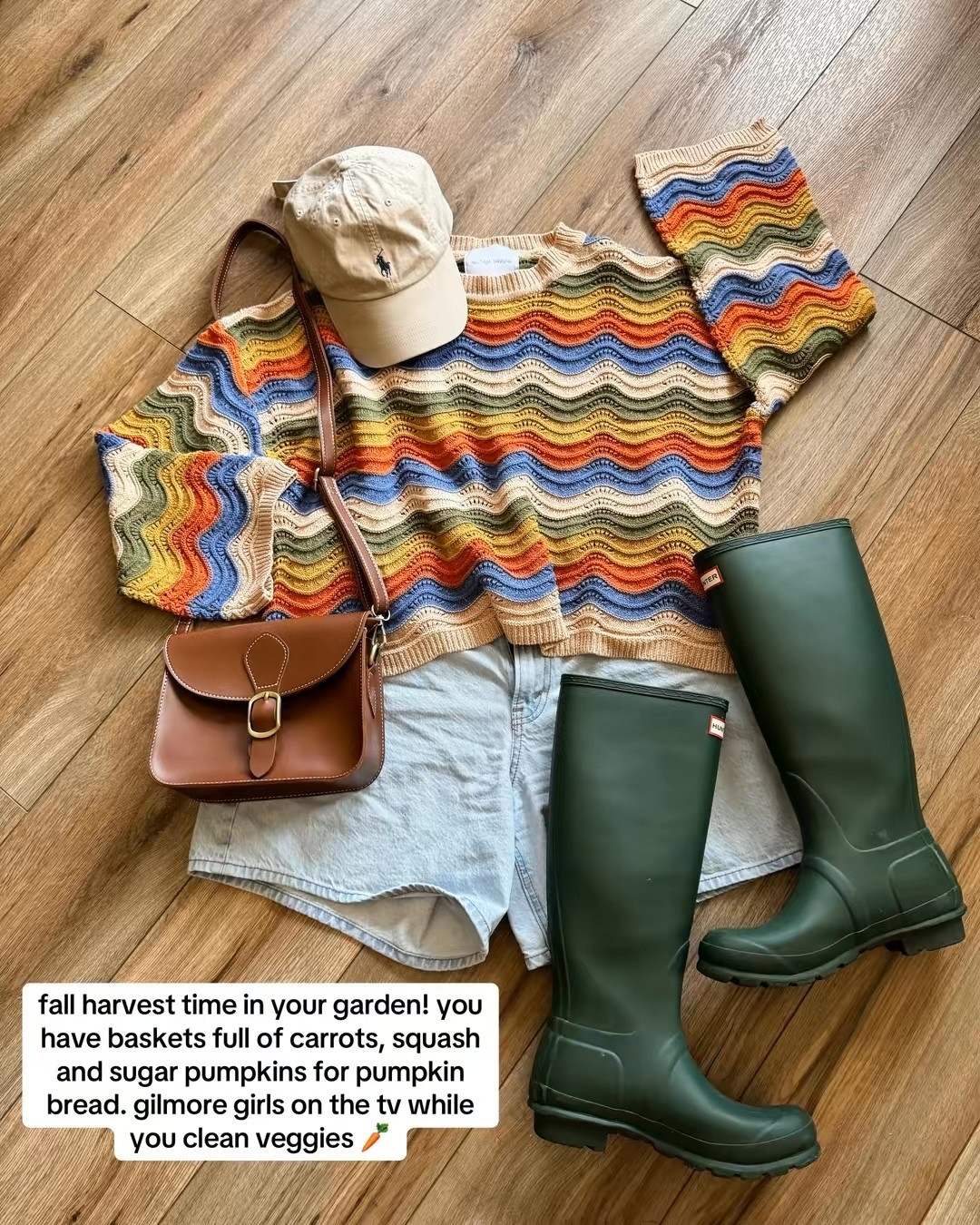 sweater is from “neutral ground”
boutique (their woodstock sweater, ) 🤎

https://wearneutralground.com/products/woodstock-colorblock-neutral-rainbow-sweater?

sweater is tts, relaxed oversized fit. 

fall outfits, outfits with hunter boots. hunter green rain boots. casual fall outfits.

#LTKSeasonal #LTKSaleAlert #LTKootd