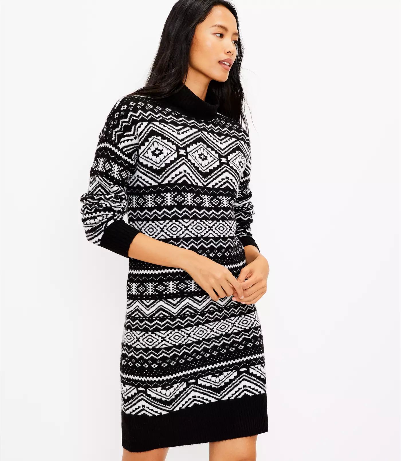 Fair Isle Turtleneck Sweater Dress | LOFT | LOFT