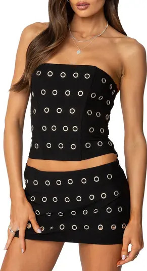 EDIKTED Arlette Grommet Strapless Corset Top | Nordstrom | Nordstrom