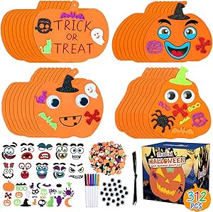 Max Fun 312PCS Halloween Pumpkin Shape Foam Stickers Glitter Set DIY Self-Adhesive Halloween Craf... | Amazon (US)