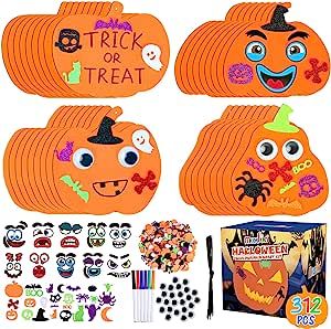 Max Fun 312PCS Halloween Pumpkin Shape Foam Stickers Glitter Set DIY Self-Adhesive Halloween Craf... | Amazon (US)