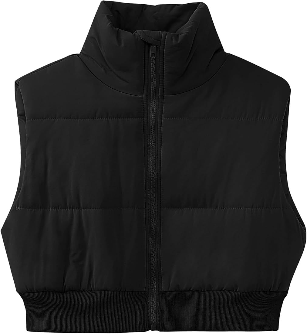 GRAPENT Cropped Puffer Vest for Women Trendy Zip Up High Neck Mini Quilted Sleeveless Jacket Tops... | Amazon (US)