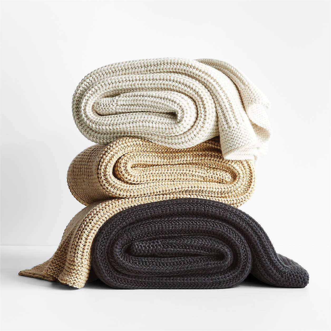 Arctic Ivory Wool Blend 70''x55" Fisherman Knit Throw Blanket + Reviews | Crate & Barrel | Crate & Barrel