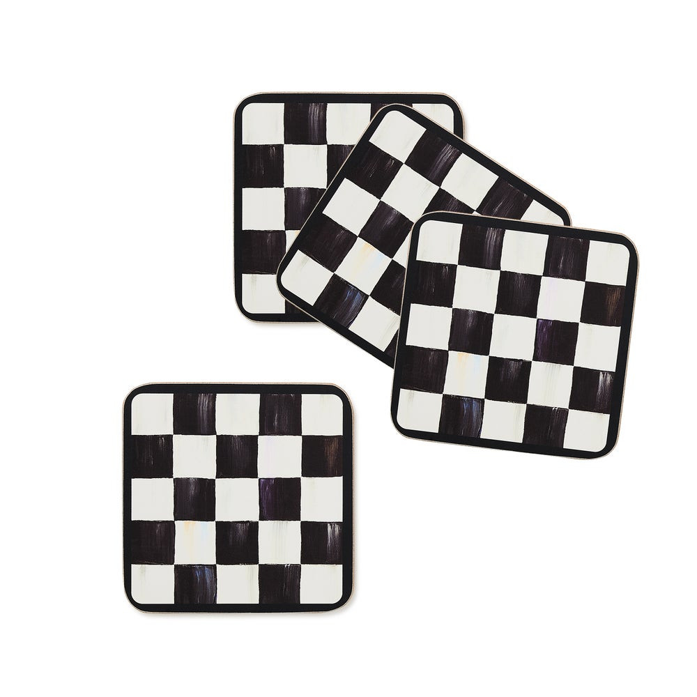 Courtly Checked Cork Back Coasters, Set of 4 | MacKenzie-Childs