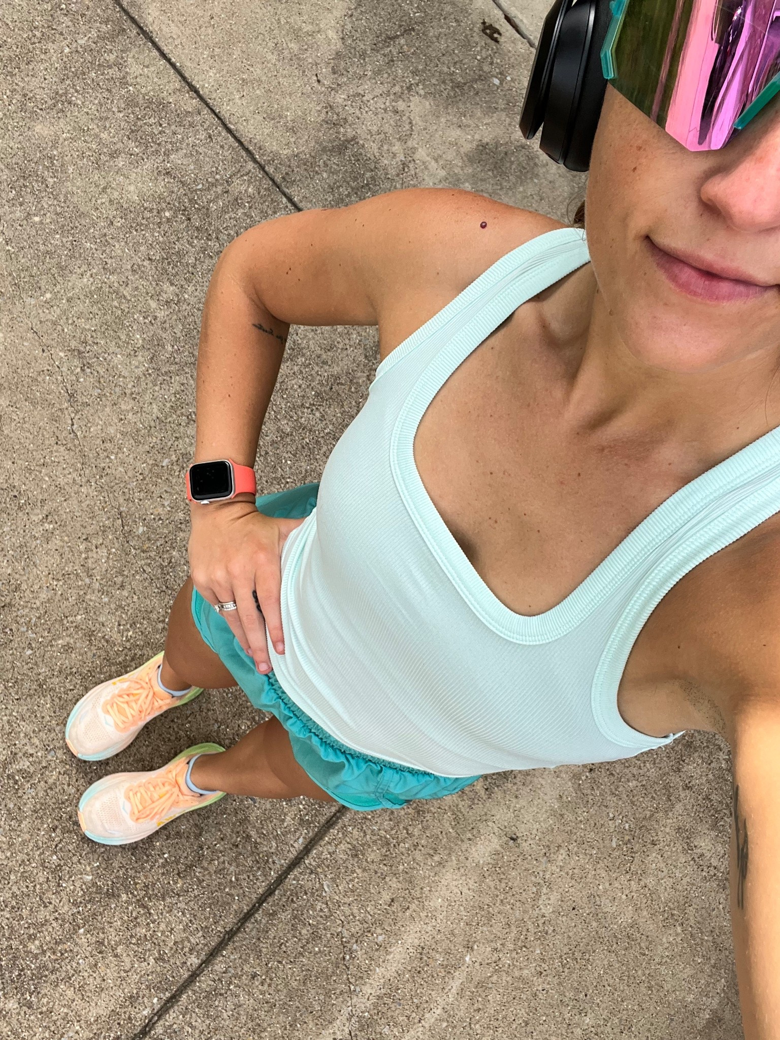 summer runs + slow walks 🩵
this is my current go-to for all things movement—training, walking, even quick errands. it’s breathable, bright, & feels like summer.

wearing:
☀️ lightweight tank top (so soft + sweat-friendly)
☀️ affordable running shorts (move with you, not against you)
☀️ my ride-or-die hokas (supportive for walks + longer runs)
☀️ running socks, running sunglasses, & my beats for the best playlists. 

everything is comfy, cute, and actually functional—which matters when you’re a mom on the go, fitting movement into the margins of your day. 💙

#LTKfit #LTKactivewear #HotGirlWalkOutfit #RunningOutfitIdeas #ActiveMomStyle #SummerWorkoutLook #AffordableActivewear #HokaShoes #RunningOutfitInspo #PostpartumFitnessStyle #RunningShortsAndTankTop #CuteWorkoutSet #MomLifeInMotion #ComfortableActivewear #5KTrainingOutfit #WellnessInStyle 

#LTKStyleTip #LTKFindsUnder50 #LTKActive