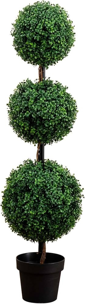 Nearly Natural 4ft. Artificial Triple Ball Boxwood Topiary Tree (Indoor/Outdoor) | Amazon (US)