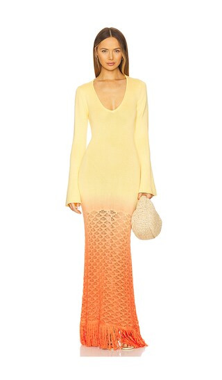 Zinna Sleeved Maxi Dress in Coral Sunset | Revolve Clothing (Global)