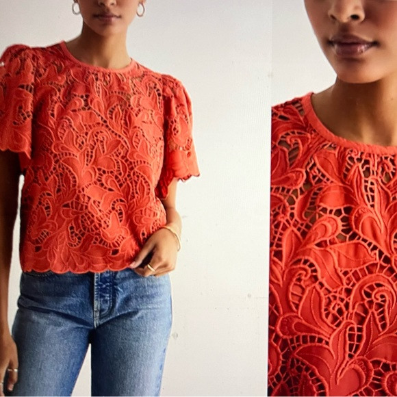 Express Embroidered Crochet Puff Sleeve Top | Poshmark