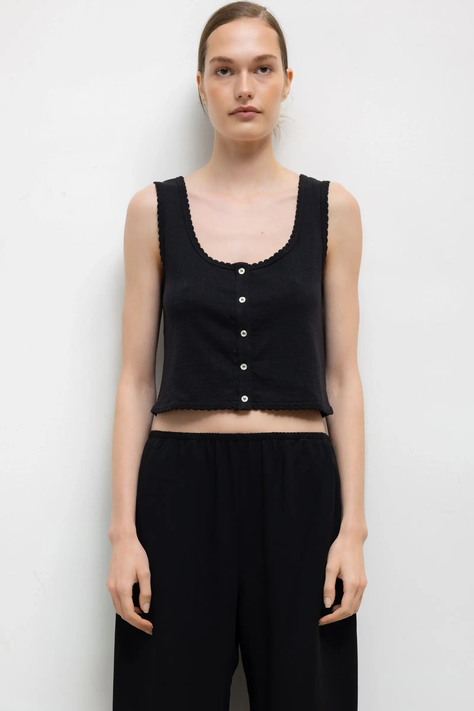 Pointelle Button Down Tank | LESET