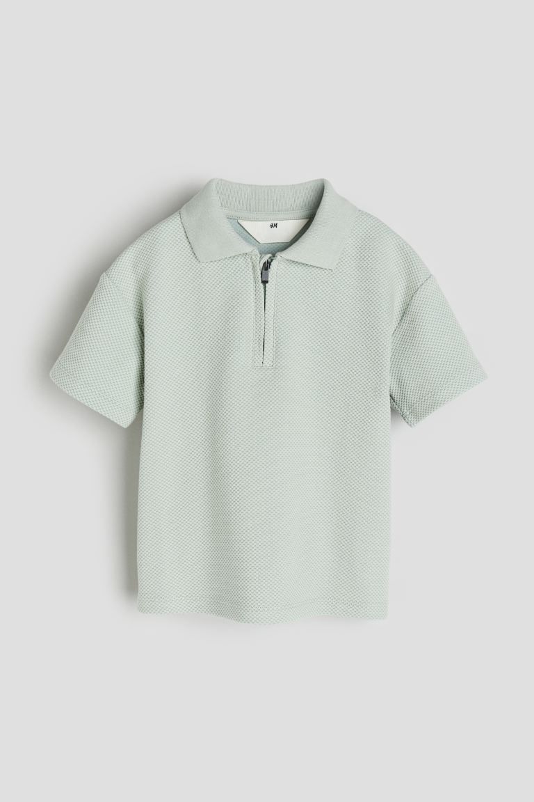 Half-zip Polo Shirt - Light green - Kids | H&M US | H&M (US + CA)
